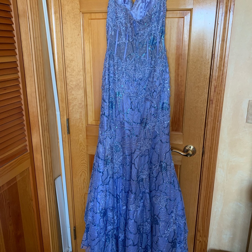 Jovani Periwinkle prom dress with glitter size 8 - Picture 5 of 9